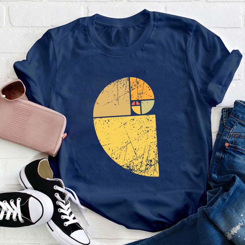 Vintage Fibonacci Spiral Science Golden Ratio Cool Math Teacher T-Shirt