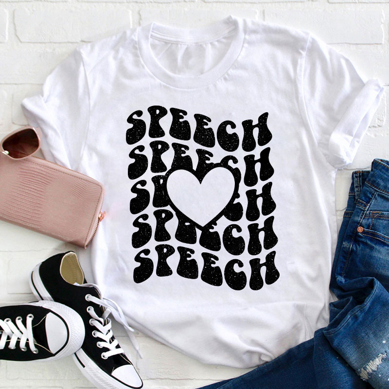 Speech Speech Love Heart Teacher T-Shirt