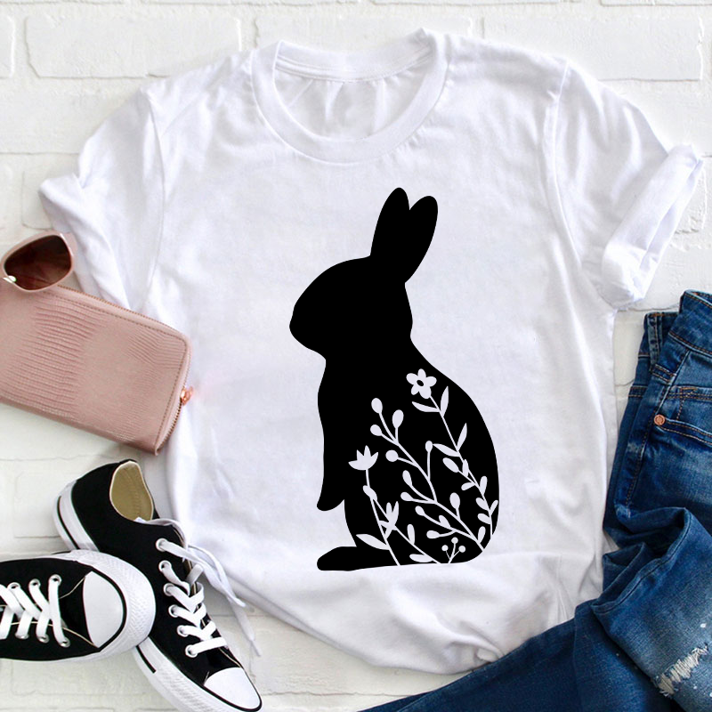 Floral Rabbit Teacher T-Shirt