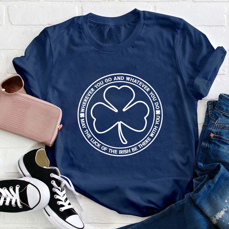 Vintage Shamrock Clover Teacher T-Shirt