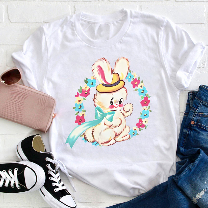 Cute Retro Easter Bunny Teacher T-Shirt