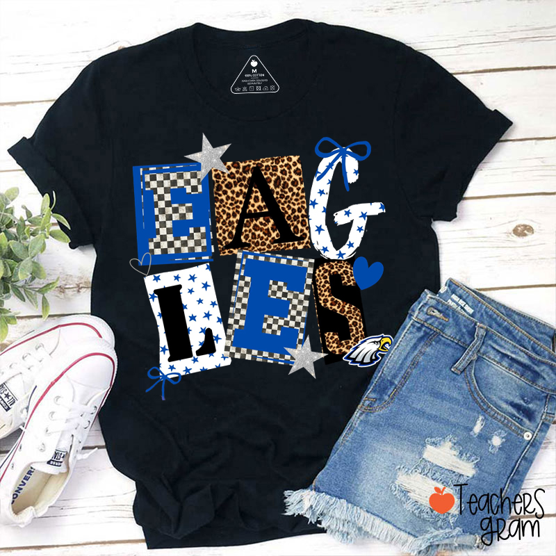 Personalized Mascot Leopard Checkered Squard Teacher T-Shirt