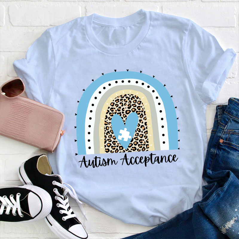 Autism Acceptance Rainbow Teacher T-Shirt