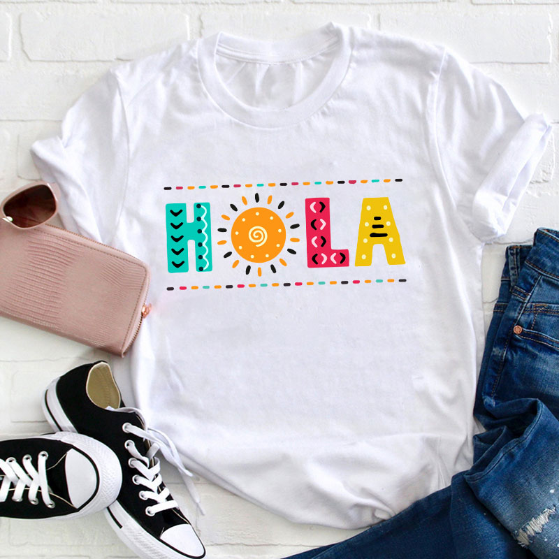 Retro Hola Sunshine Teacher T-Shirt