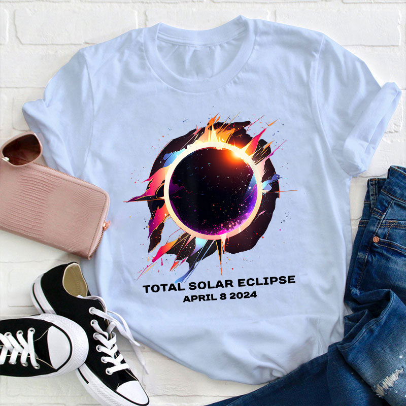 April 8 2024 Total Solar Eclipse Teacher T-Shirt