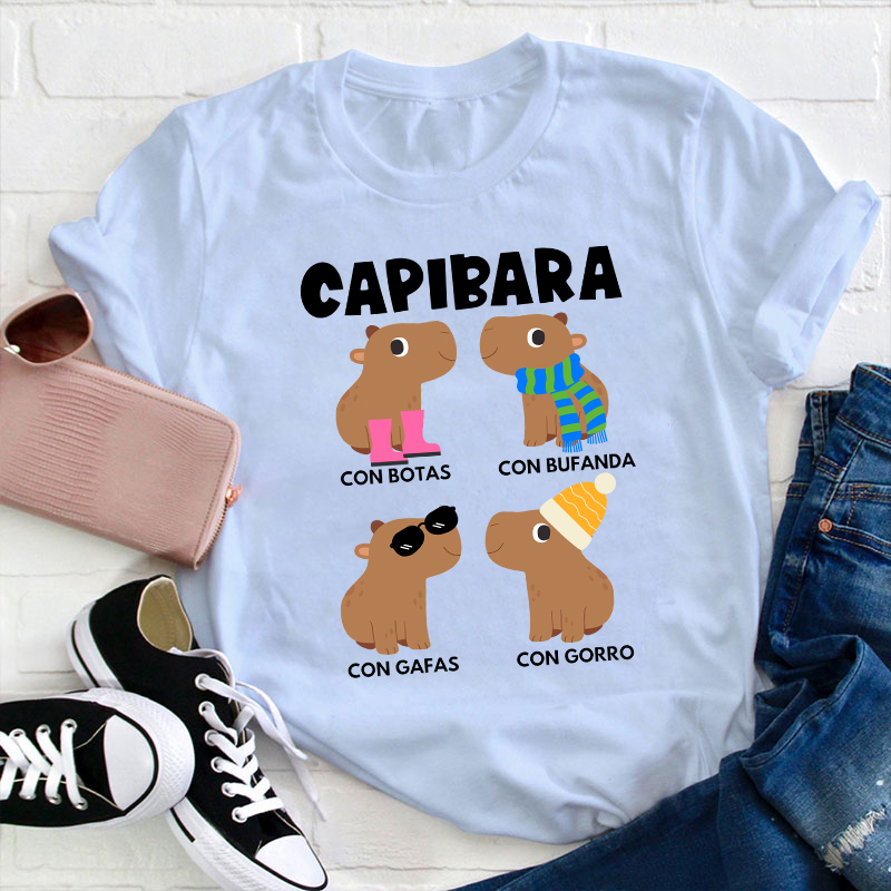 Funny Capybara Spanish Teacher T-Shirt
