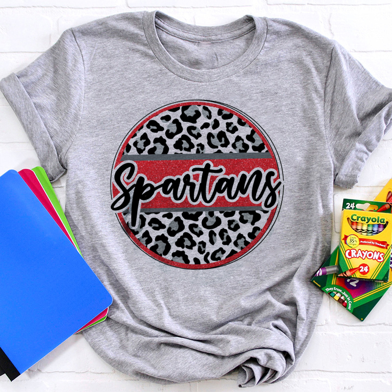 Personalized Round Leopard Print Sparkle Team Teacher T-Shirt