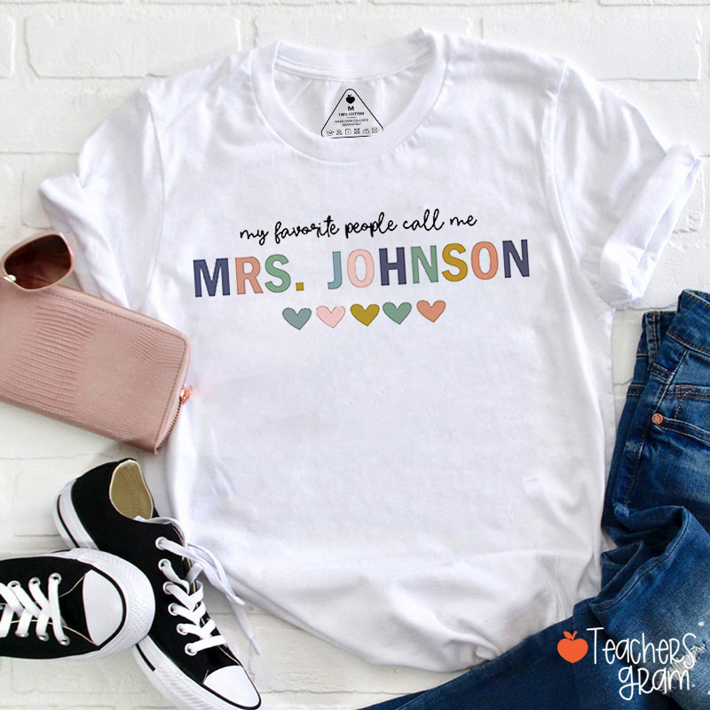 Personalized Name Color Love Teacher T-Shirt