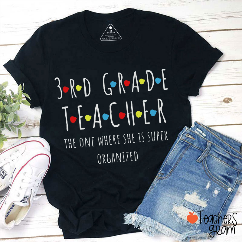 Personalized Grade Dots Plain Text Teacher T-Shirt