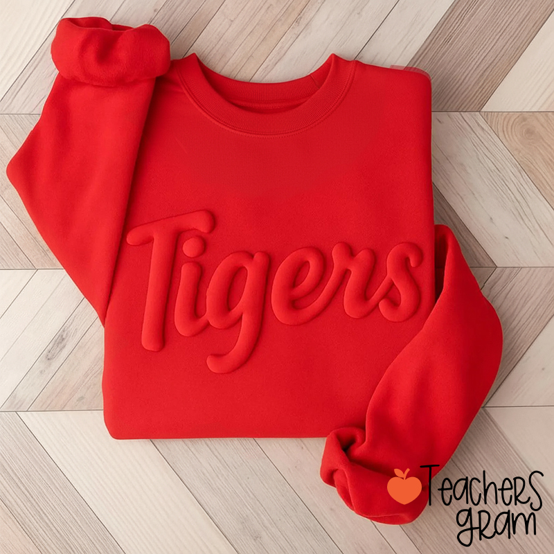 Personalized Mascot Puff Printed Teacher Sweatshirt