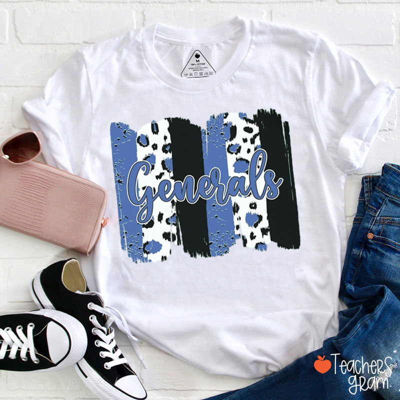Personalized Mascot Leopard Brush Stroke Team Teacher T‑Shirt