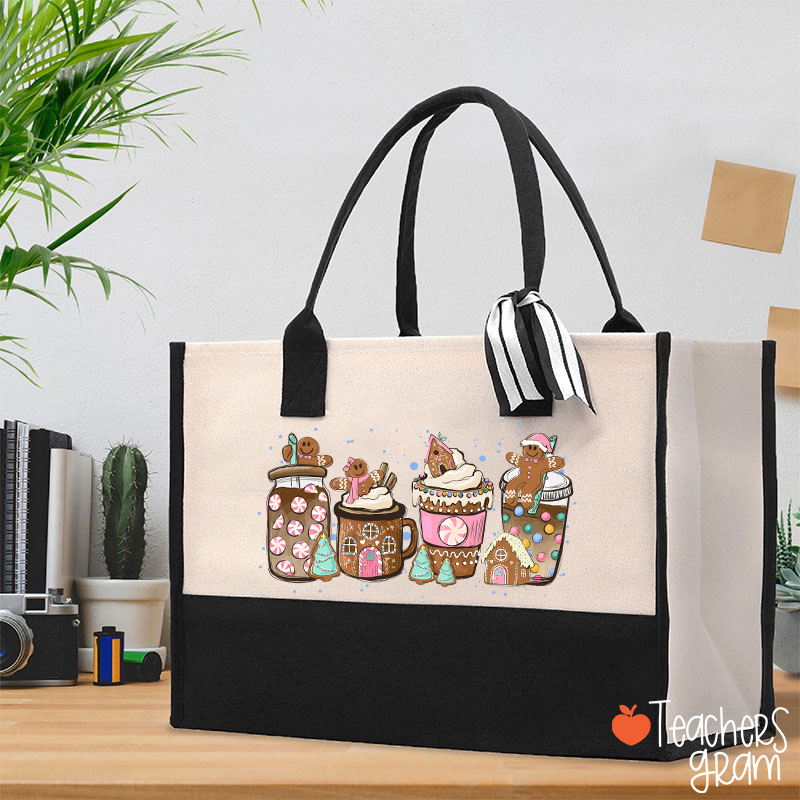 Gingerbread Christmas Coffee Christmas Teacher Cotton Tote Bag