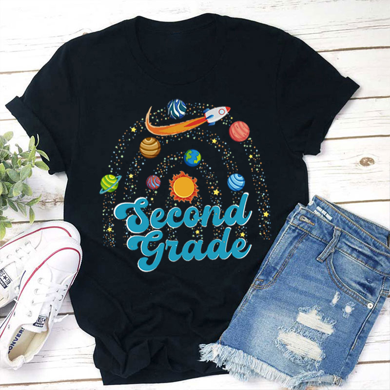 Personalized Science Rocket Galaxy And Rainbow Teacher T-Shirt