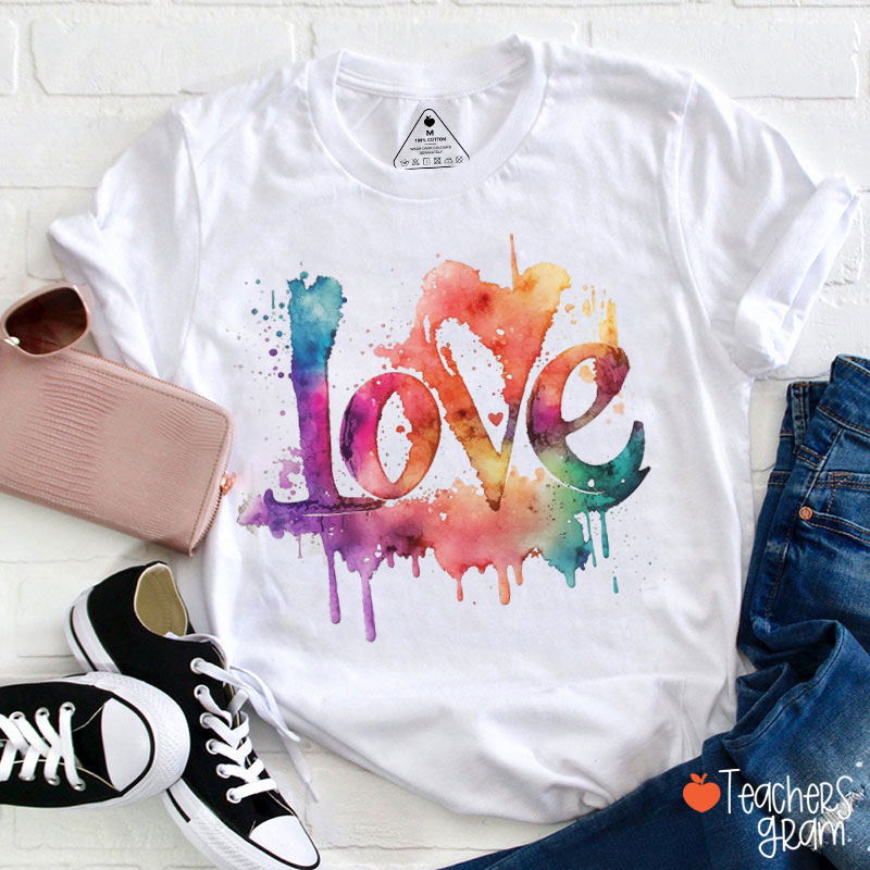 Color Oil Painting Love Teacher T-Shirt