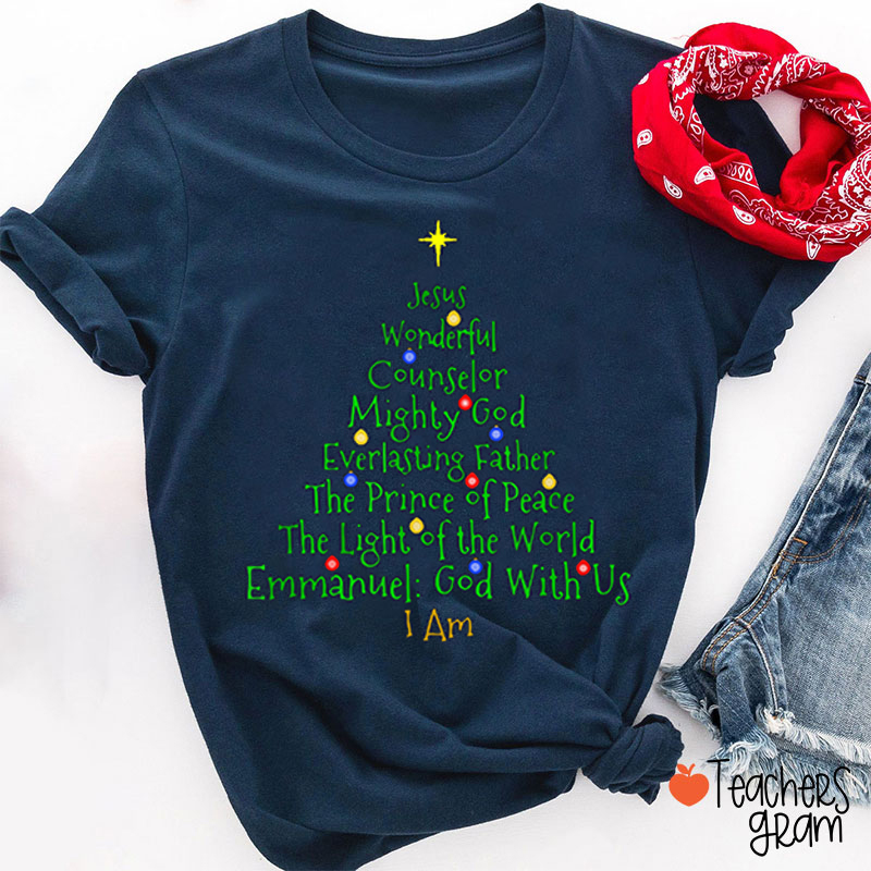 Jesus Wonderful Christmas Tree Teacher T-Shirt