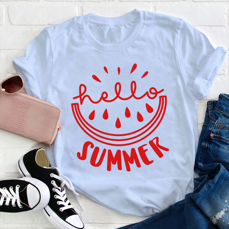 Watermelon Hello Summer Teacher T-Shirt