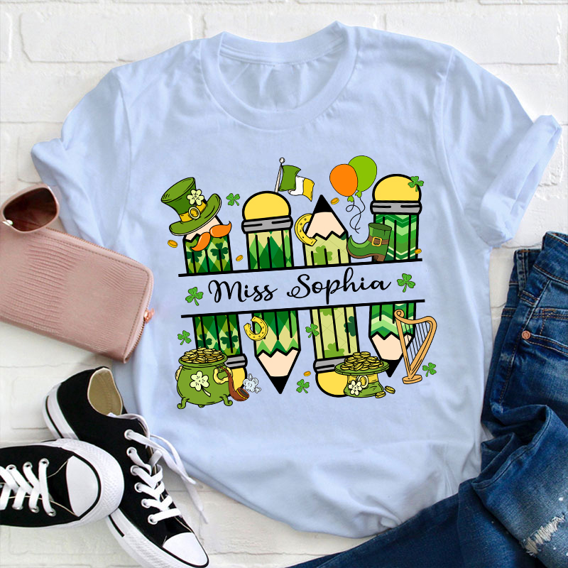 Personalized St Patricks Name Teacher T-Shirt