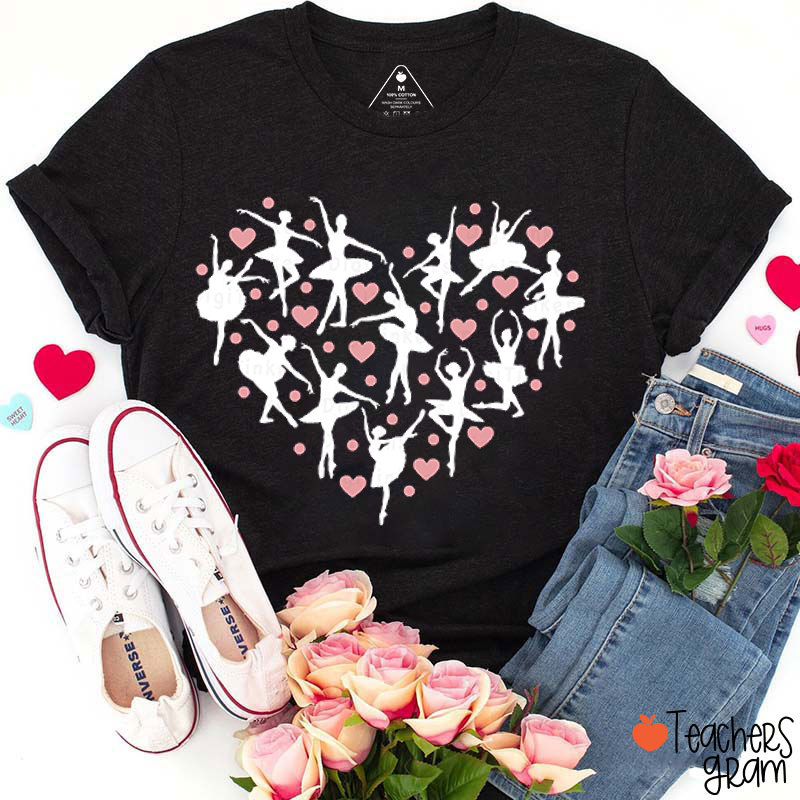 Ballerina Dancer Valentine Teacher T-Shirt