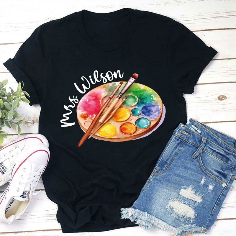 Personalized Artist Palette Teacher T-Shirt