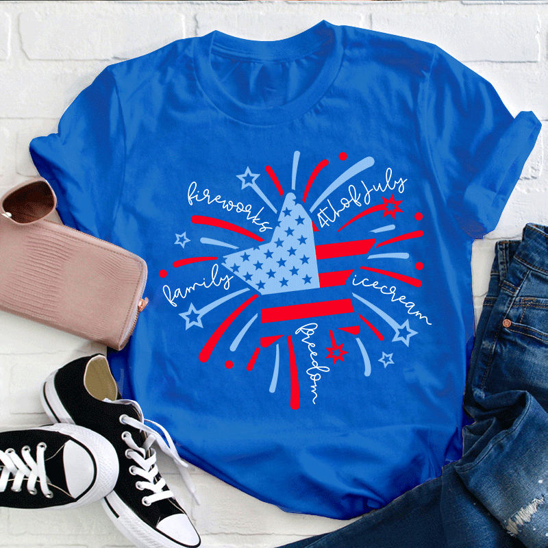 Firework 4th of July Teacher T-Shirt