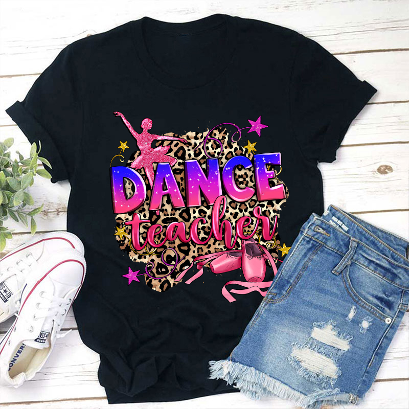 Leopard Print Pink Dance Teacher T-Shirt