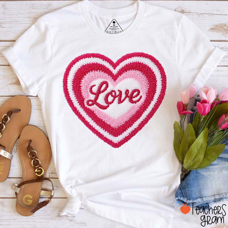 Faux Yarn Love In Heart Teacher T-Shirt