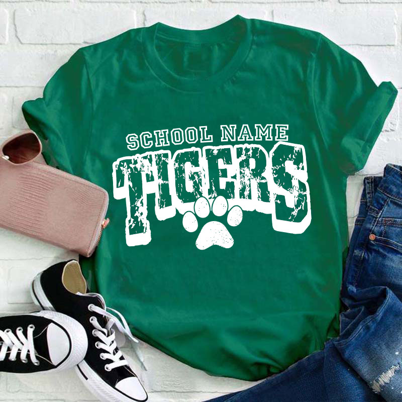 Personalized School Name Mascot And Paw Teacher T-Shirt