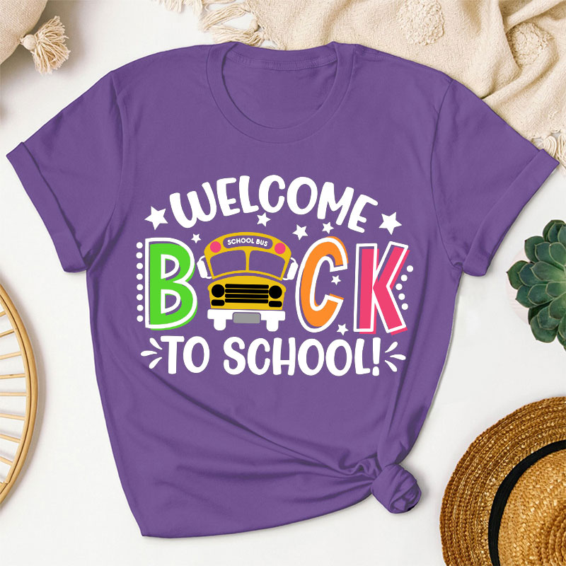 Welcome Back To School School Bus Print Teacher T-Shirt