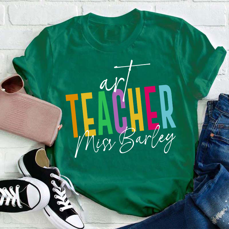 Personalized Teacher's Name Colorful Tie Dye Teacher T-Shirt