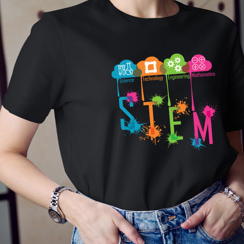 Color Splash Ink STEM Teacher T-Shirt