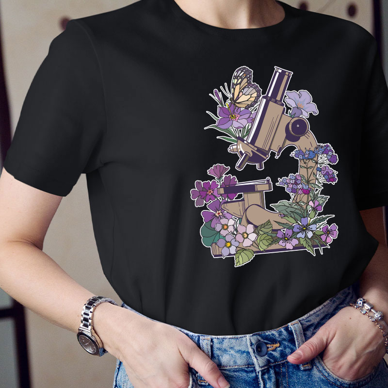 Science Flower Microbiology Teacher T-Shirt