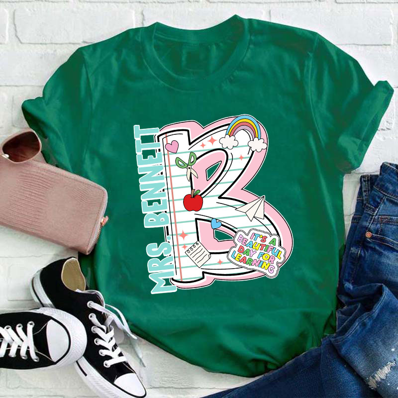 Personalized Funny Letter Back To School Name Teacher T-Shirt