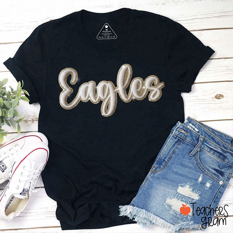 Personalized Mascot Glitter School Spirit Teacher T-Shirt