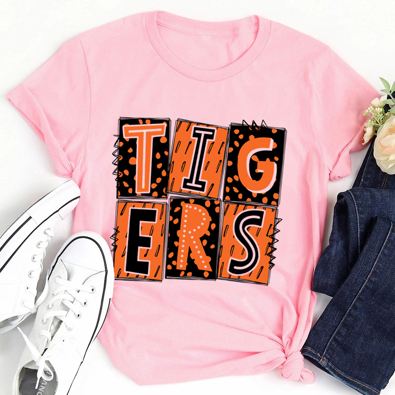 Personalized Color Graffiti Effect Mascot Teacher T-Shirt