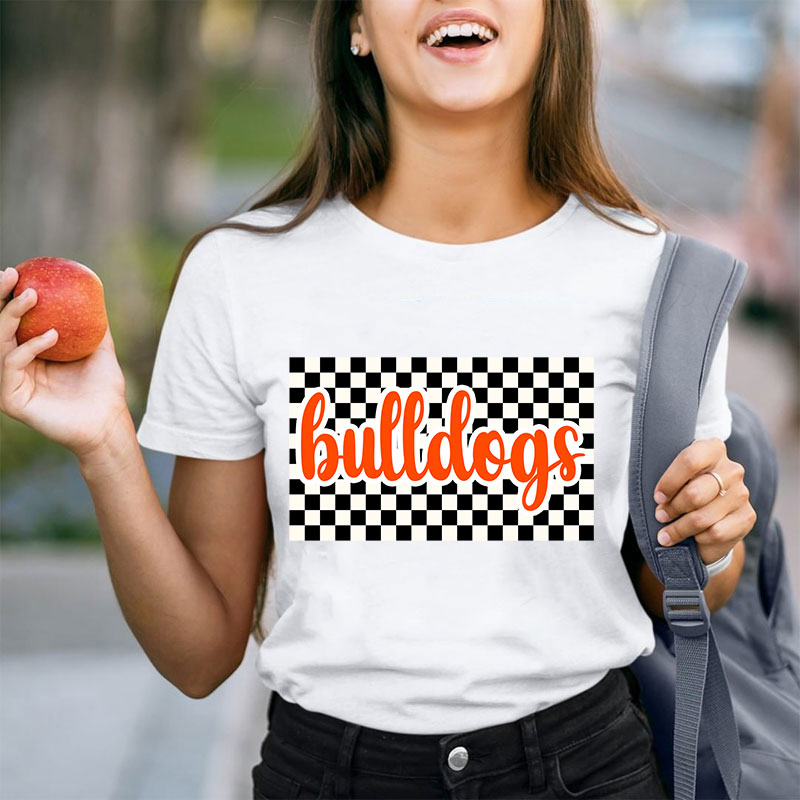 Personalized Retro Style Checkerboard Teacher T-Shirt
