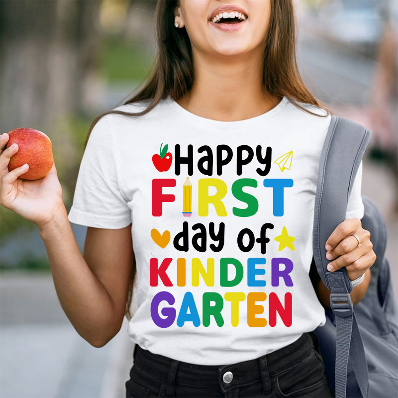 Personalized Happy First Day Of Kindergarten T-Shirt