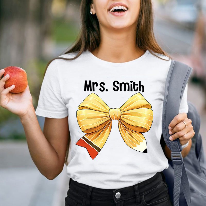 Personalized Name Teacher Bow Teacher T-Shirt