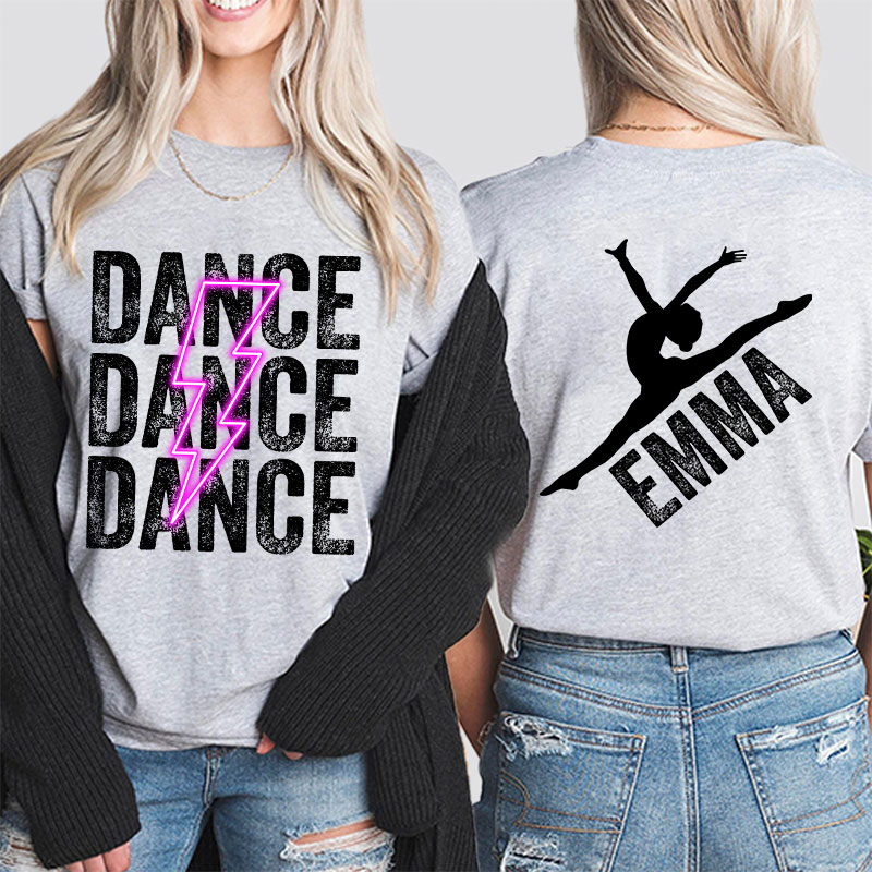 Personalized Pink Lighting Dance Teacher Two Sided T-Shirt