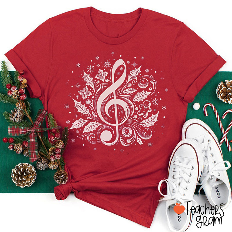 Snowflake Music Notes Teacher T-Shirt