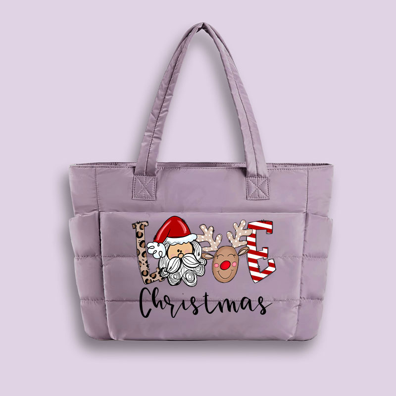 Love Christmas Teacher Puffy Tote Bag