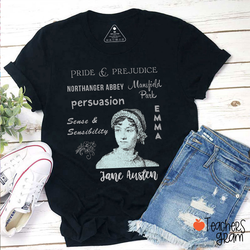 Jane Austen Famous Novels Teacher T-Shirt