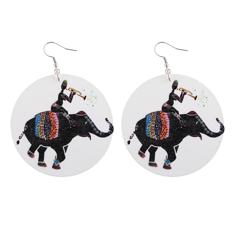 African Print Teacher Wooden Earrings