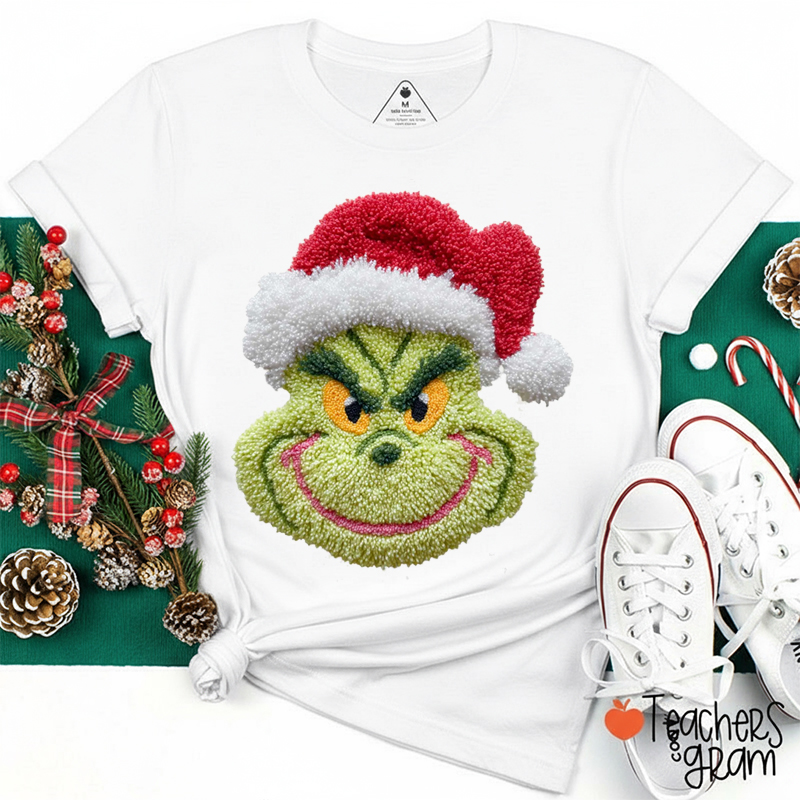 Faux Knitting Green Guy Teacher T-Shirt