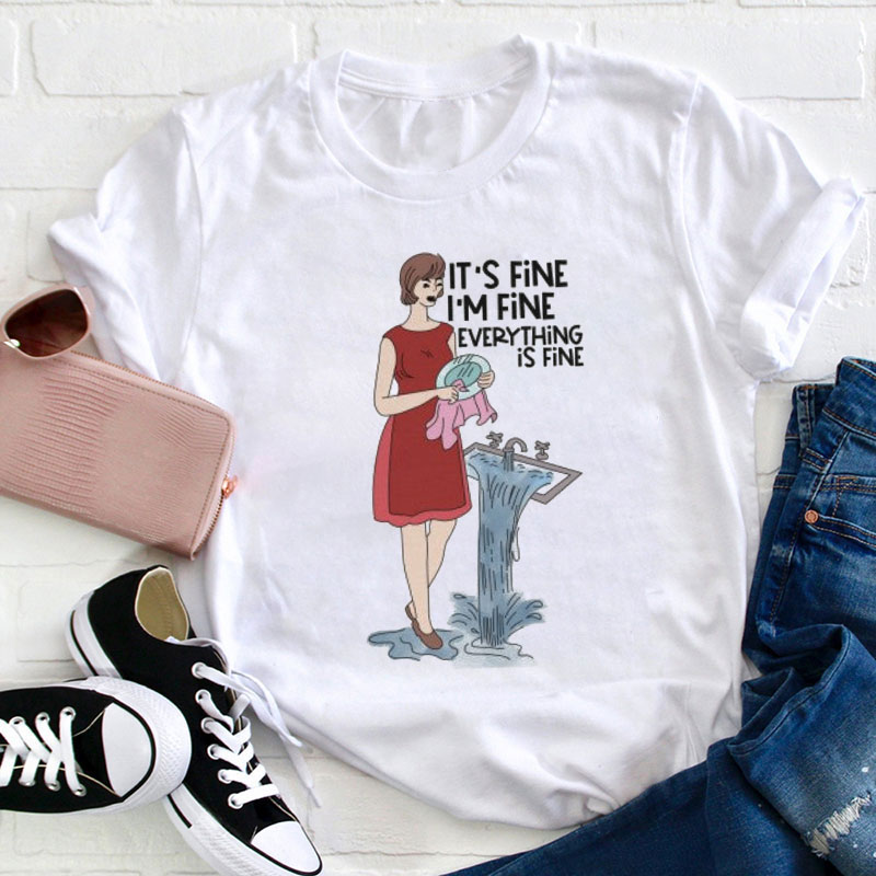 Cookie Theft Speech Therapist Everything Is Fine Teacher T-Shirt