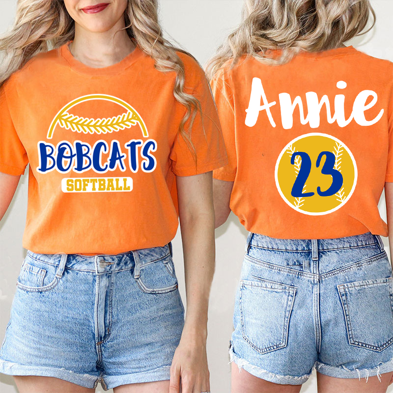 Personalized Mascot Sport Your Name And Number Game Day Teacher Two Sided T-Shirt