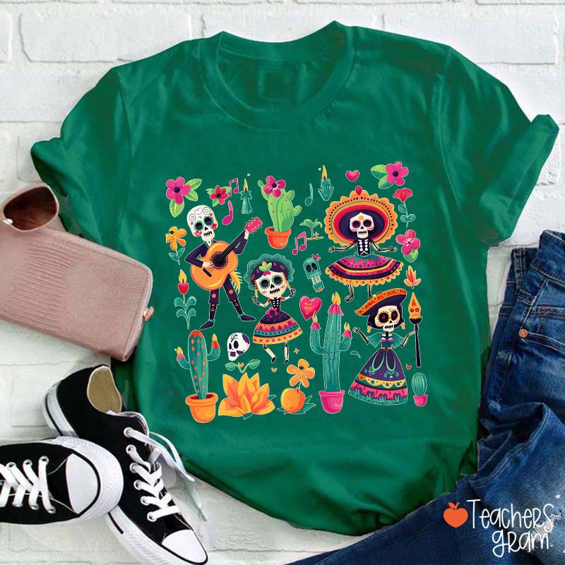 Day Of The Dead Floral Spanish Teacher T-Shirt