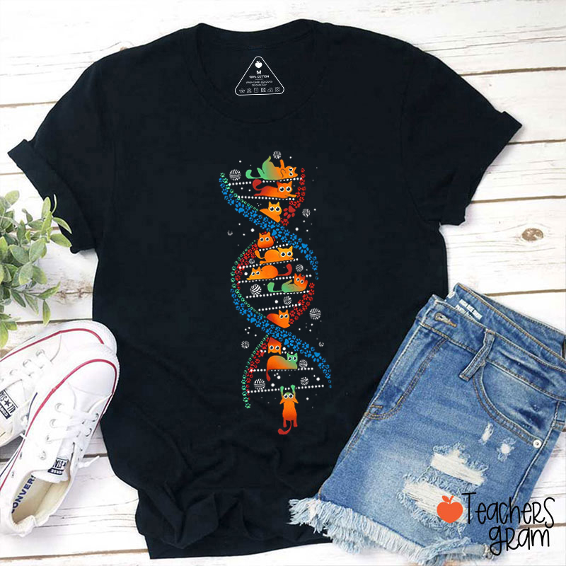 Funny DNA Cat Teacher T-Shirt