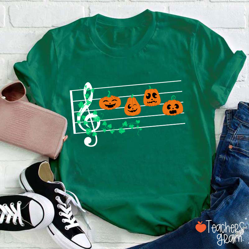 Pumpkins Music Notes Halloween Teacher T-Shirt