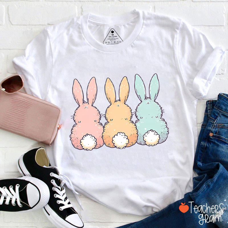 Three Cute Bunnies Teacher T-Shirt