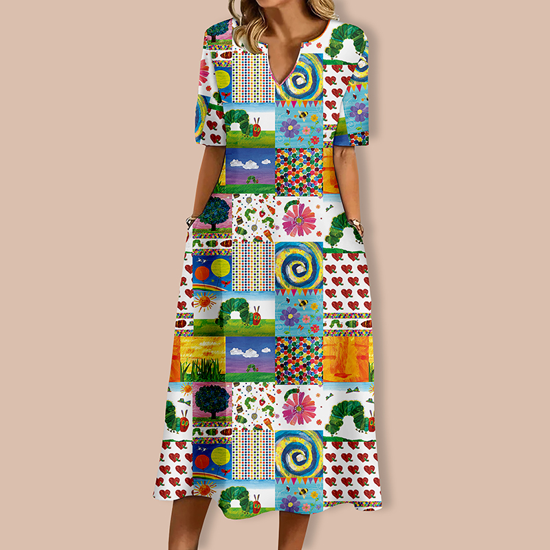 The Very Hungry Caterpillar Teacher V-Neck Long Dress
